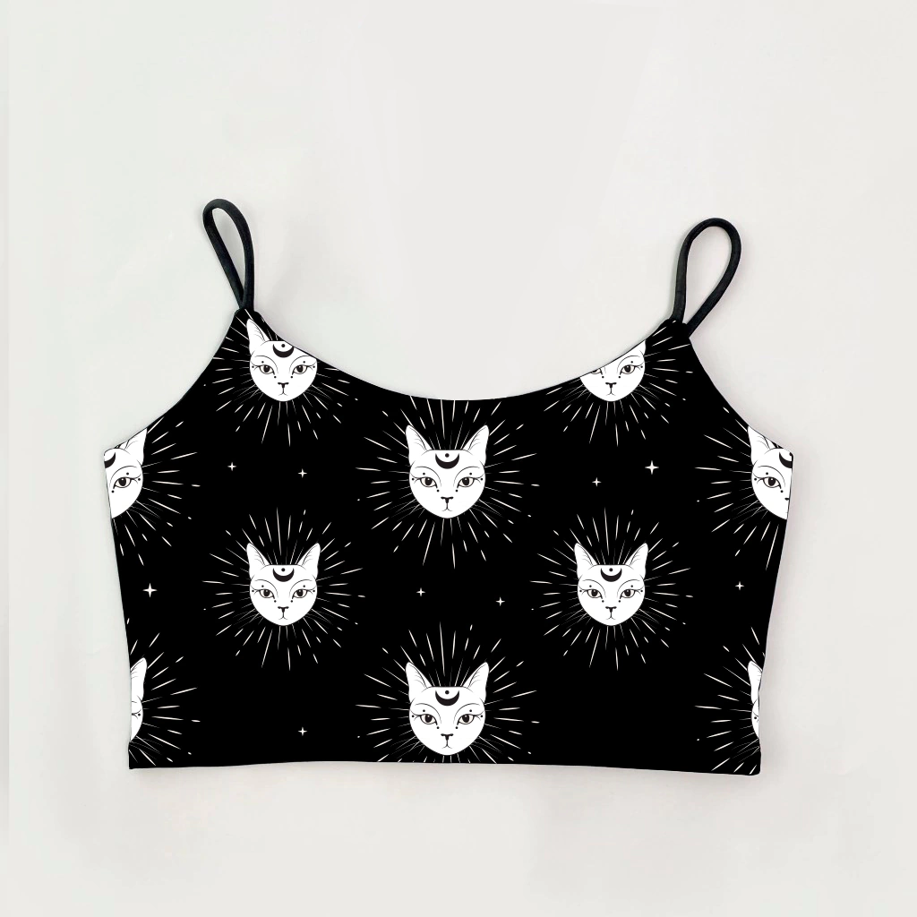 Top Alça Psicodélico Gato Místico