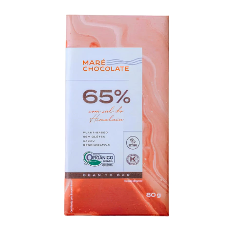 Chocolate 65% com Sal do Himalaia - 80g | Maré Chocolates