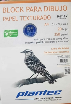 BLOCK PLANTEC A4 ENCOLADO SUPERIOR TEXTURADO. - 350 GRS. -