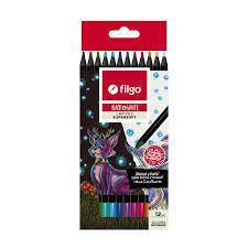 LAPICES SUPERSOFT FILGO X12 BLACK & WHITE COLORES INTENSOS