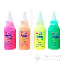 ADHESIVO VINILICO PLASTICOLA X 40 GRS. FLUO V/COLORES