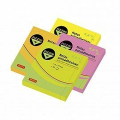 NOTAS ADHESIVAS PIZZINI 75 X 75 MM. FLUO X 80 HJS. V/COLORES