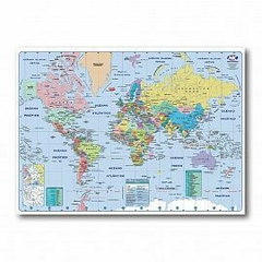 MAPA PLANISFERIO M.C. PLASTICO COLGANTE DOBLE FAZ