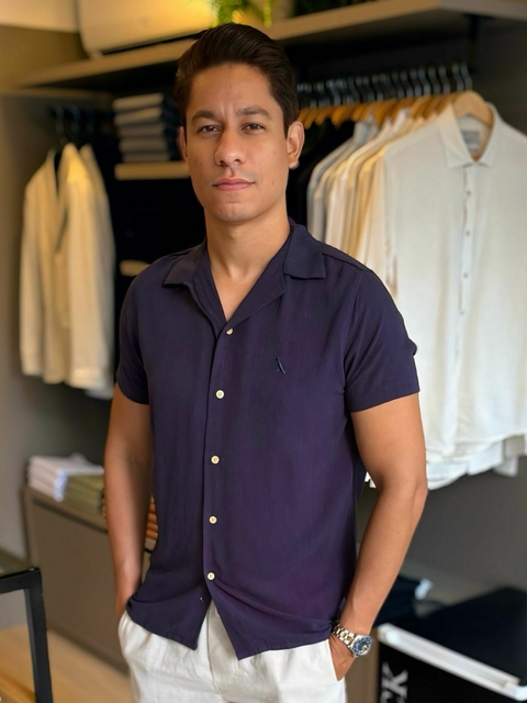 Camisa Gola Cubana Azul Marinho - comprar online