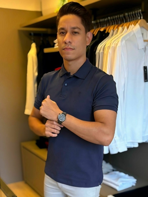 Camisa Gola Polo Piquet Azul Marinho - comprar online
