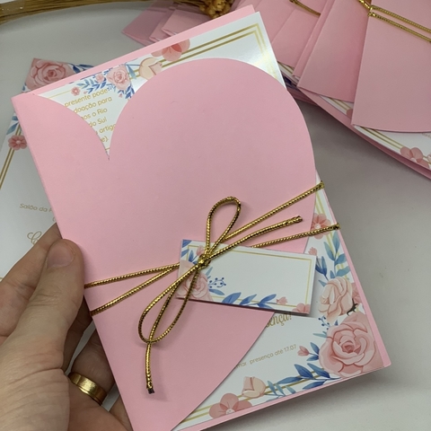 Convite Floral Envelope Coração