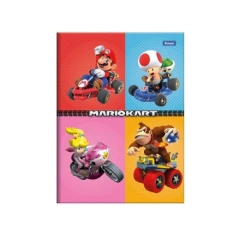 Caderno 1/4 Costurado Capa Dura Super Mario Bros 80 Folhas