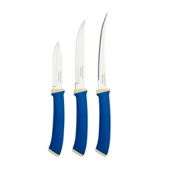 Jogo de 3 Facas Tramontina Felice Azul Legumes - Aço Inox Cozinha - comprar online
