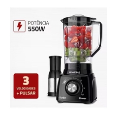 Liquidificador Mondial Turbo Power L-99 FB Preto 500W com 3 Velocidades - comprar online