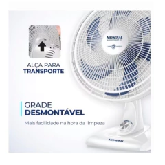 Ventilador de Mesa 40cm Mondial Super Power VSP-40-W 6 Pás 3 Velocidades Branco - loja online
