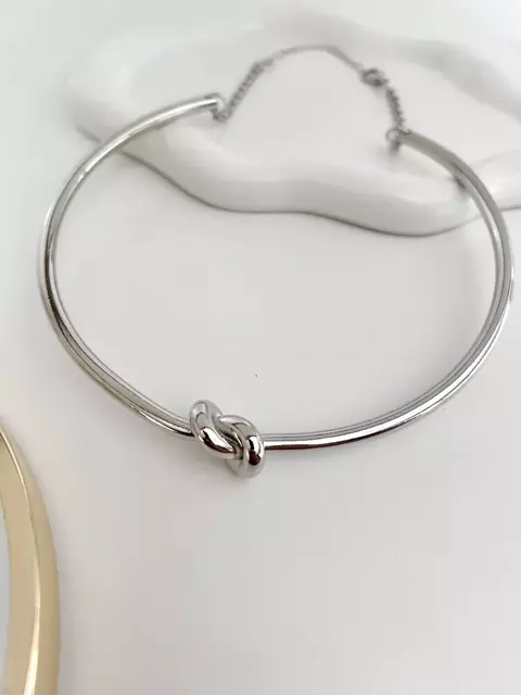 CHOKER ARO NÓ - FOLHEADO A PRATA 925