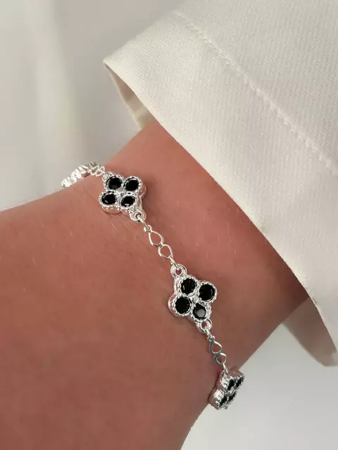 PULSEIRA INSPIRAÇÃO VG PRETO - FOLHEADO A PRATA 925 - comprar online