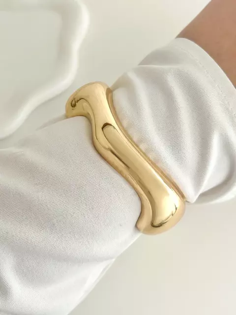 PU91427 - BRACELETE LISO ONDULADO - FOLHEADO A OURO - comprar online