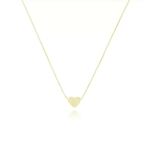 COLAR CORAÇÃO LISO FOLHEADO A OURO 18K
