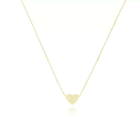 COLAR CORAÇÃO LISO FOLHEADO A OURO 18K
