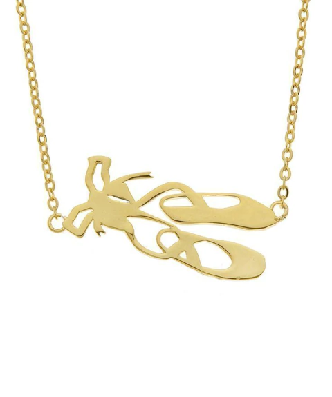 COLAR SAPATILHA VAZADA FOLHEADA A OURO 18K