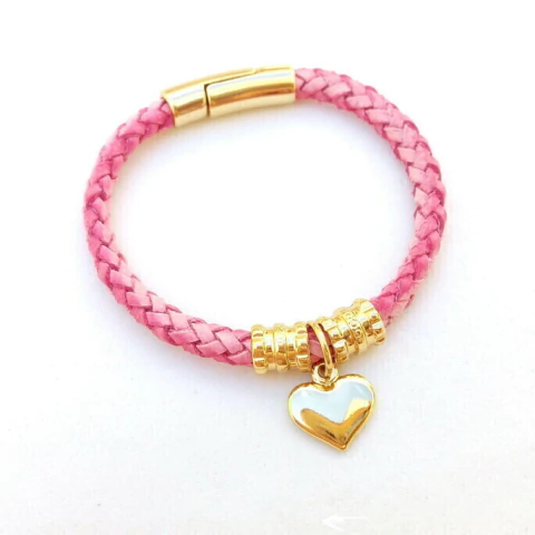 PULSEIRA PINGENTE CORAÇÃO DOURADO