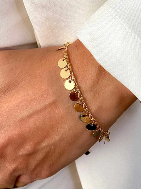 PULSEIRA MINI MEDALHA FOLHEADA A OURO 18K