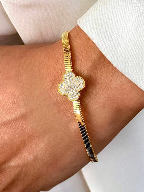 PULSEIRA INSPIRAÇÃO VG CRAVEJADA COM ZIRCÔNIA FOLHEADO A OURO 18K