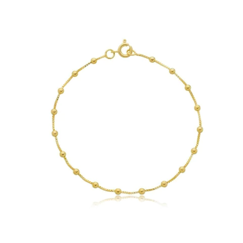 Pulseira corrente veneziana de bolinha folheada a ouro 18k