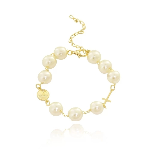 PULSEIRA PEROLADA FOLHEADO A OURO 18K