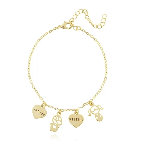 PULSEIRA PERSONALIZADA AMOR DE MÃE 18K FOLHEADO A OURO