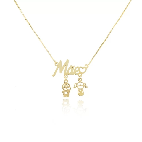 COLAR MÃE E FILHOS FOLHEADO A OURO 18K