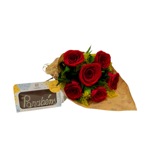 Rosas vermelhas e Cacau Show