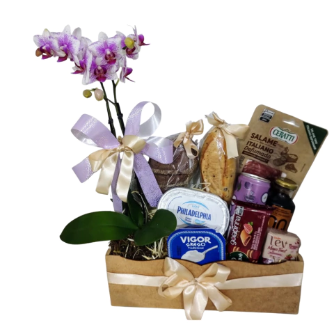 Cesta de café com orquídea - comprar online