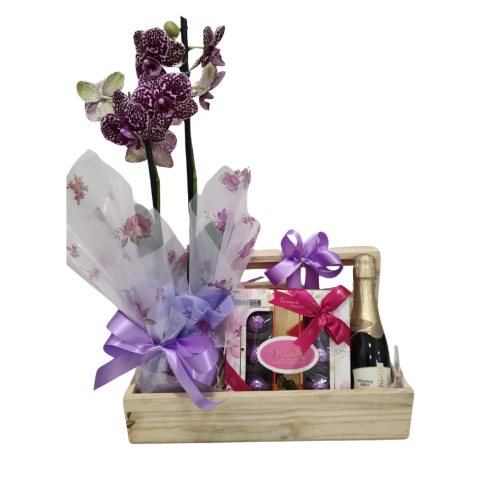 Baú de orquídea chandon e chocolate