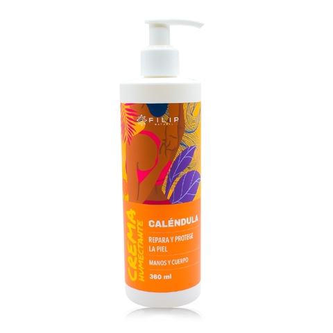 Filip Natural, Crema Humectante De Caléndula, Auxiliar En Pieles Secas Y/O Sensibles, Escoriaciones Y Quemaduras, Protege Y Regenera La Piel, 360ml.