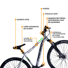 Bicicleta MTB Fire Bird R29 T16 Negro/Verde en internet