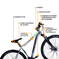 Bicicleta MTB Fire Bird R29 T18 Negro/Verde en internet