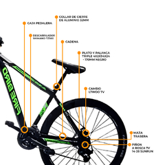 Bicicleta MTB Fire Bird R29 T16 Negro/Naranja - El Arca del Juguete