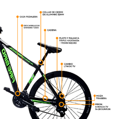 Bicicleta MTB Fire Bird R29 T18 Negro/Naranja - El Arca del Juguete