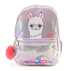Mochila Kooshi Lentejuelas Llama Confeti Espalda 17"
