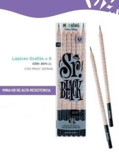 Lápices Negro Grafito x 6 Mooving - comprar online