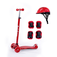 Monopatín Rainbow Wind 4 Ruedas Con Protecciones Rojo