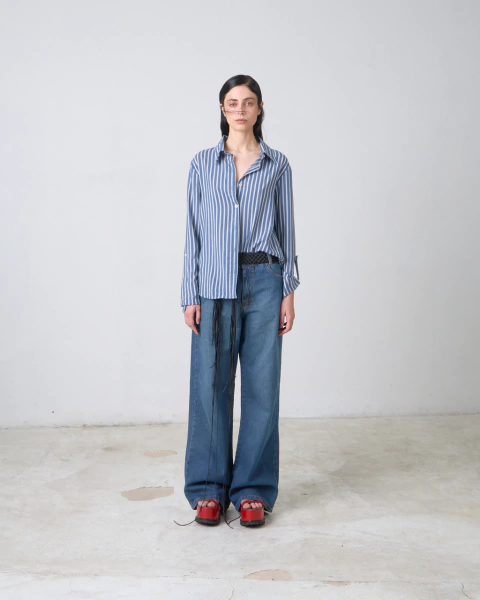 Camisa Rayada Mujer (Azul + Blanco)