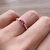 Anel Pedra Retangular Rosa Pink Prata 925 - comprar online