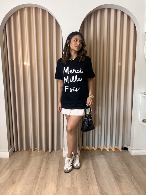 T-SHIRT 100% ALGODÃO BIANCA MERCI MILLE FOIS