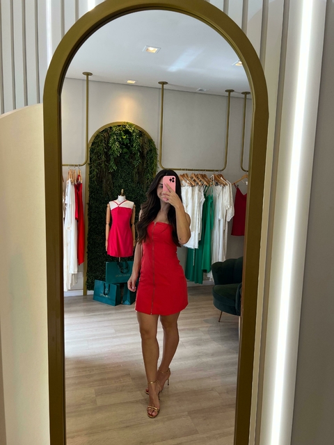 VESTIDO TOMARA QUE CAIA CURTO VERMELHO JÚLIA