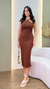Vestido Midi Canelado Frente Única Com Fenda - comprar online