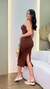 Imagem do Vestido Midi Canelado Frente Única Com Fenda