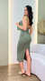 Vestido Midi Canelado Frente Única Com Fenda - comprar online