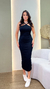 Vestido Midi Canelado Frente Única Com Fenda na internet