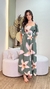 Vestido Longo em Crepe Seda com Manga Ampla e Elástico nas Costas - loja online