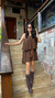 Vestido Curto Soltinho em Crepe com Babado - comprar online