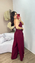Conjunto Cropped Sem Alça e Calça Pantalona em Alfaiataria Marrant na internet