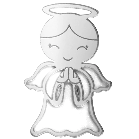 Aplique Batizado Anjo Acrílico/EVA Prata/Branco 5 cm 4 Uni Vivarte - Inspire sua Festa Loja - comprar online
